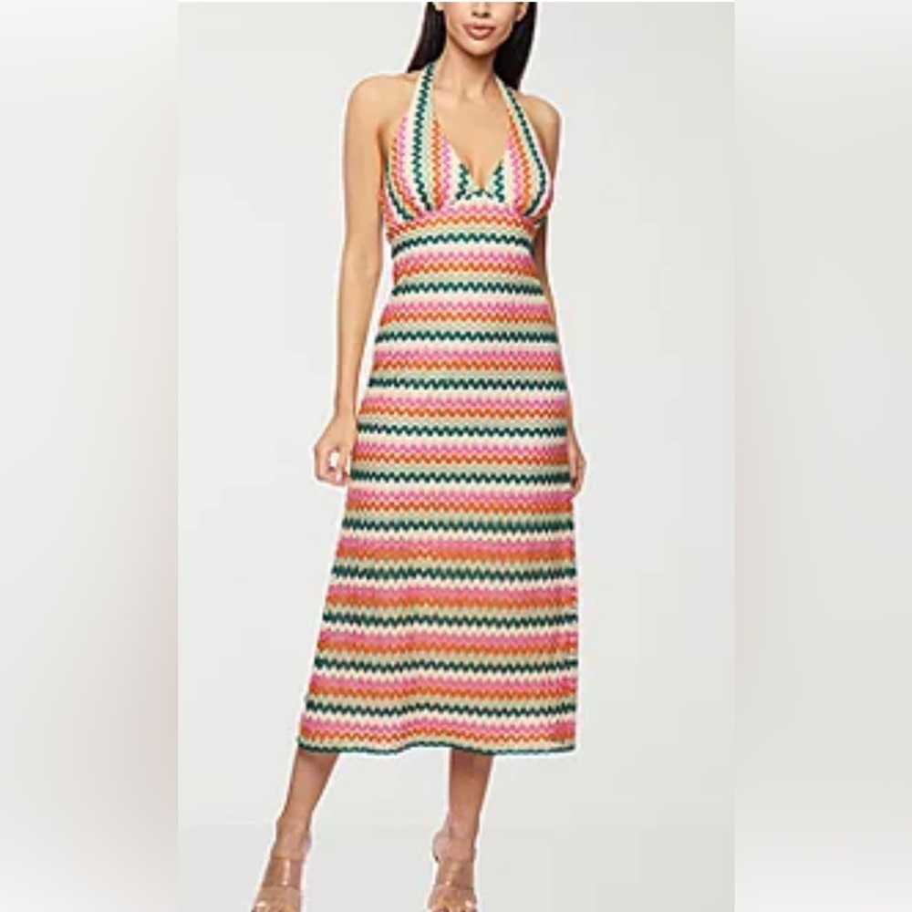 Vibrant Chevron Knit Midi Dress